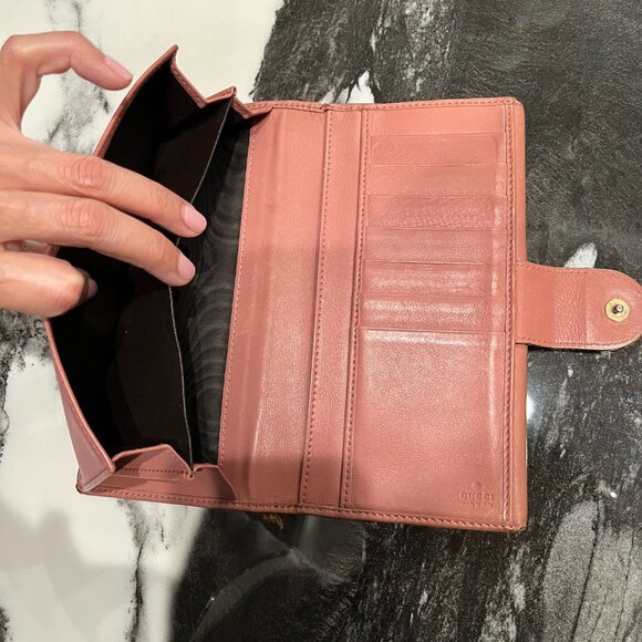 Gucci Purse + Wallet Set: Monogram Jolicoeur Pink Gold Tote & Heart Clasp Wallet - Picture 12 of 16